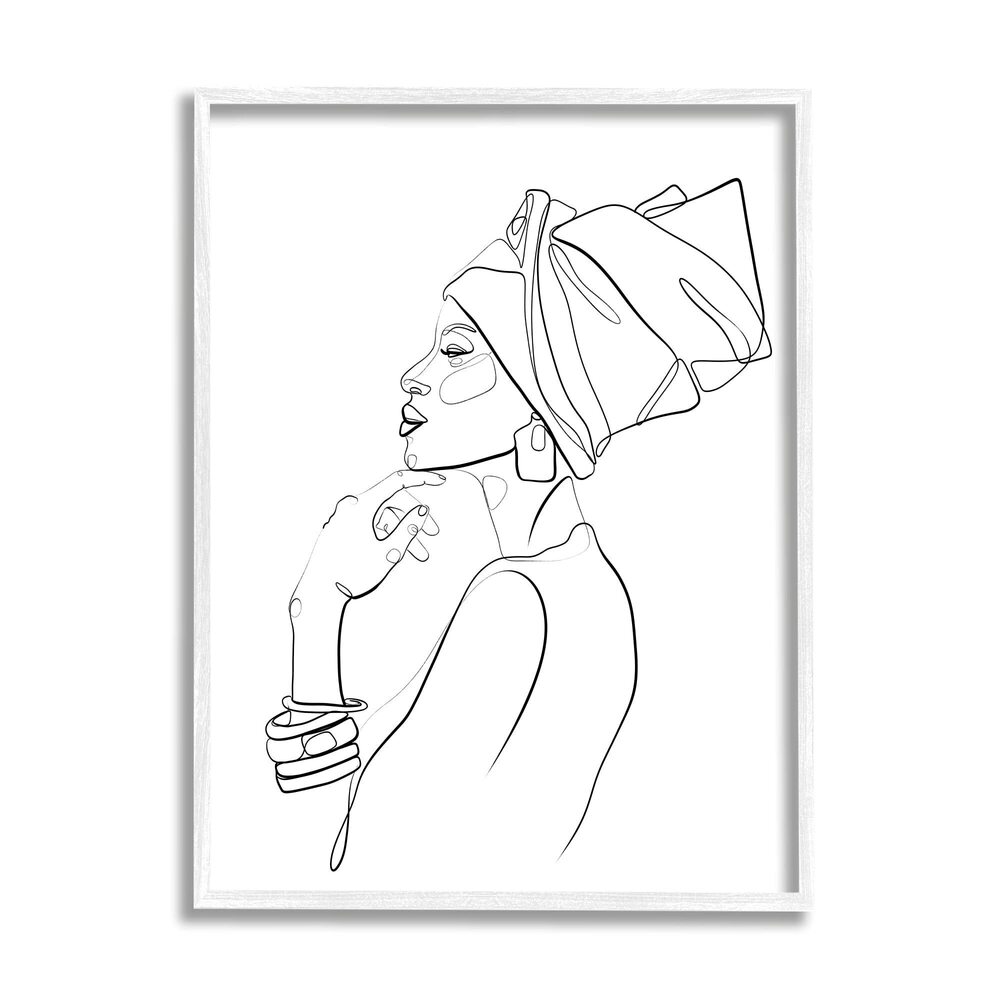 7798 African American Headwrap Modern Minimal Linework